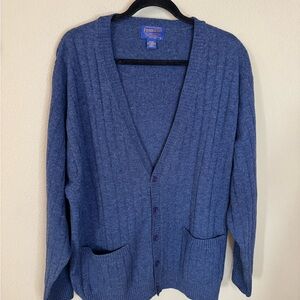 Pendleton Lambswool Cardigan Blue Mens L Womens Oversized